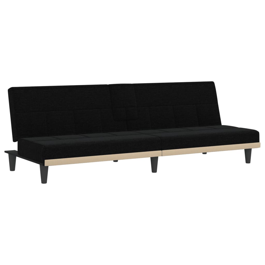 vidaXL Sofa Bed with Cup Holders Black Fabric