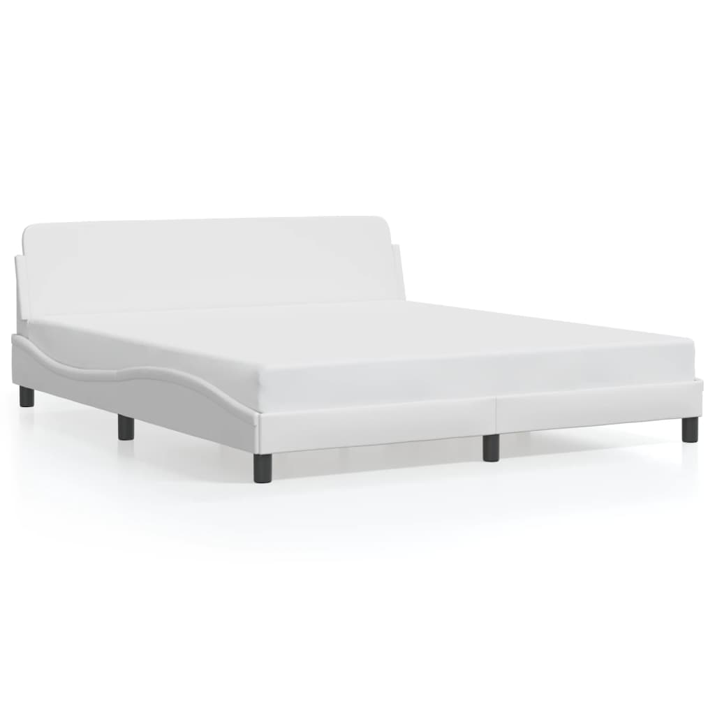 vidaXL Bed Frame with Headboard White 72"x83.9" California King Faux Leather