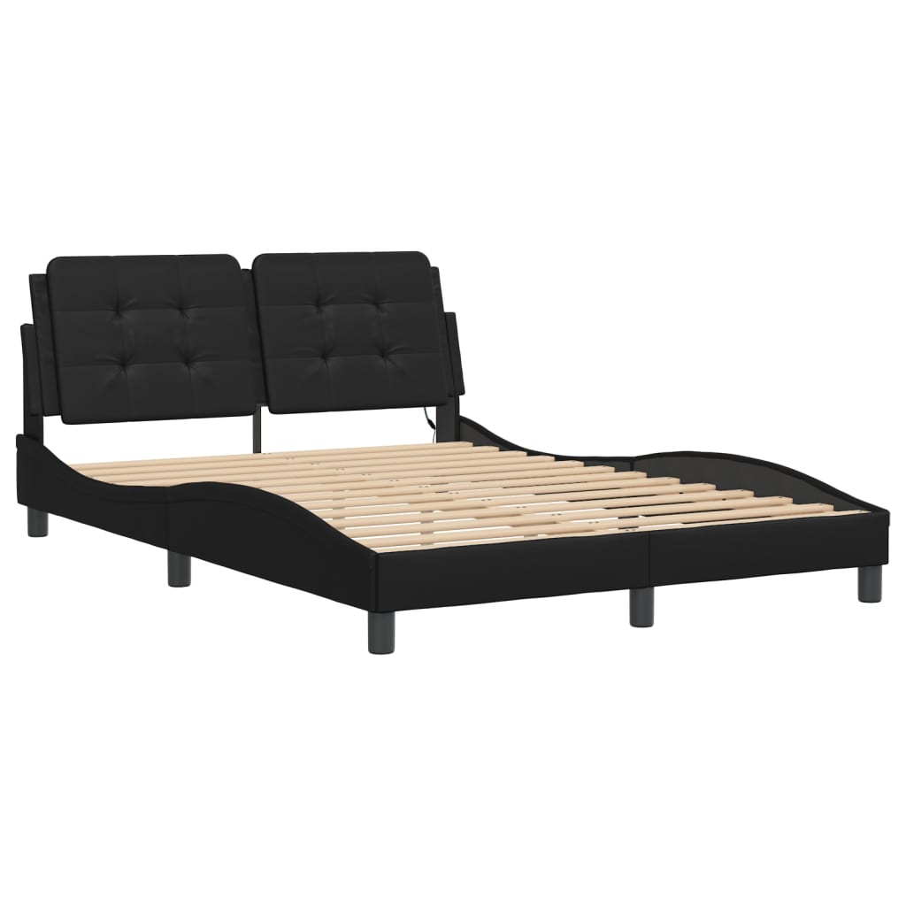 vidaXL Bed Frame with LED without Mattress Black 53.9"x74.8"