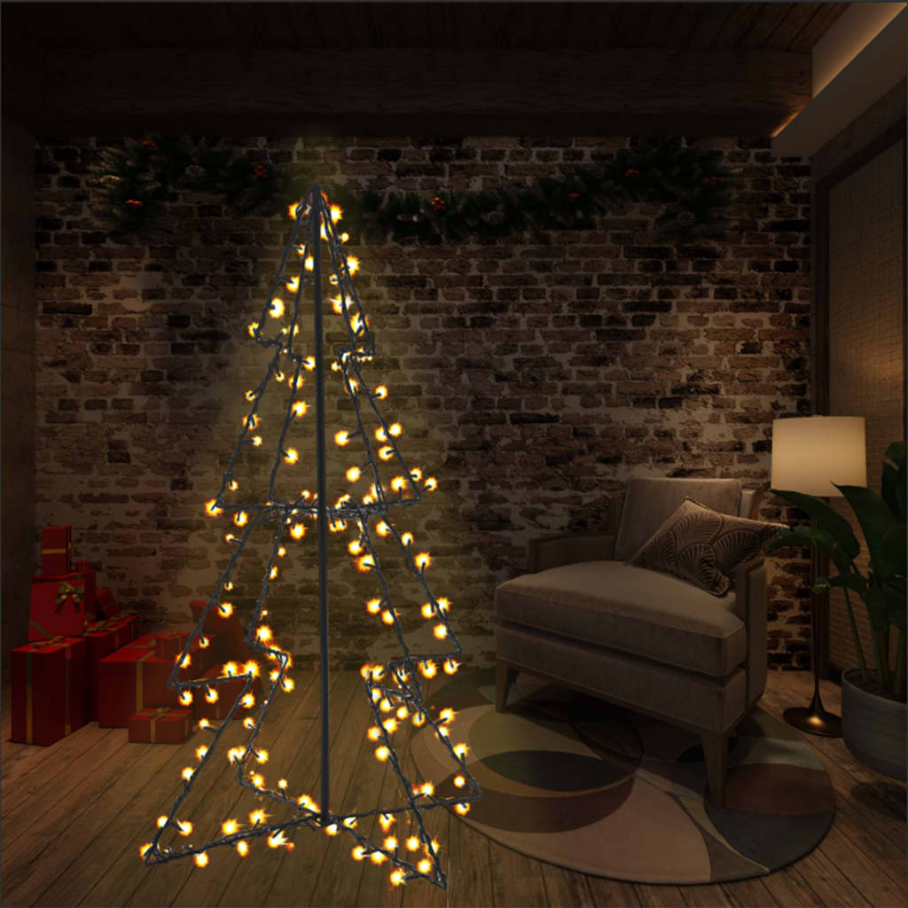 vidaXL Christmas Cone Tree 160 LEDs Indoor and Outdoor 30.7"x47.2"