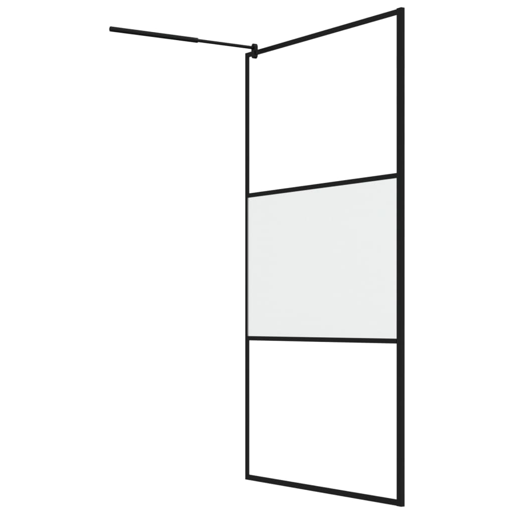 vidaXL Walk-in Shower Wall 45.3"x76.8" Frosted ESG Glass Black