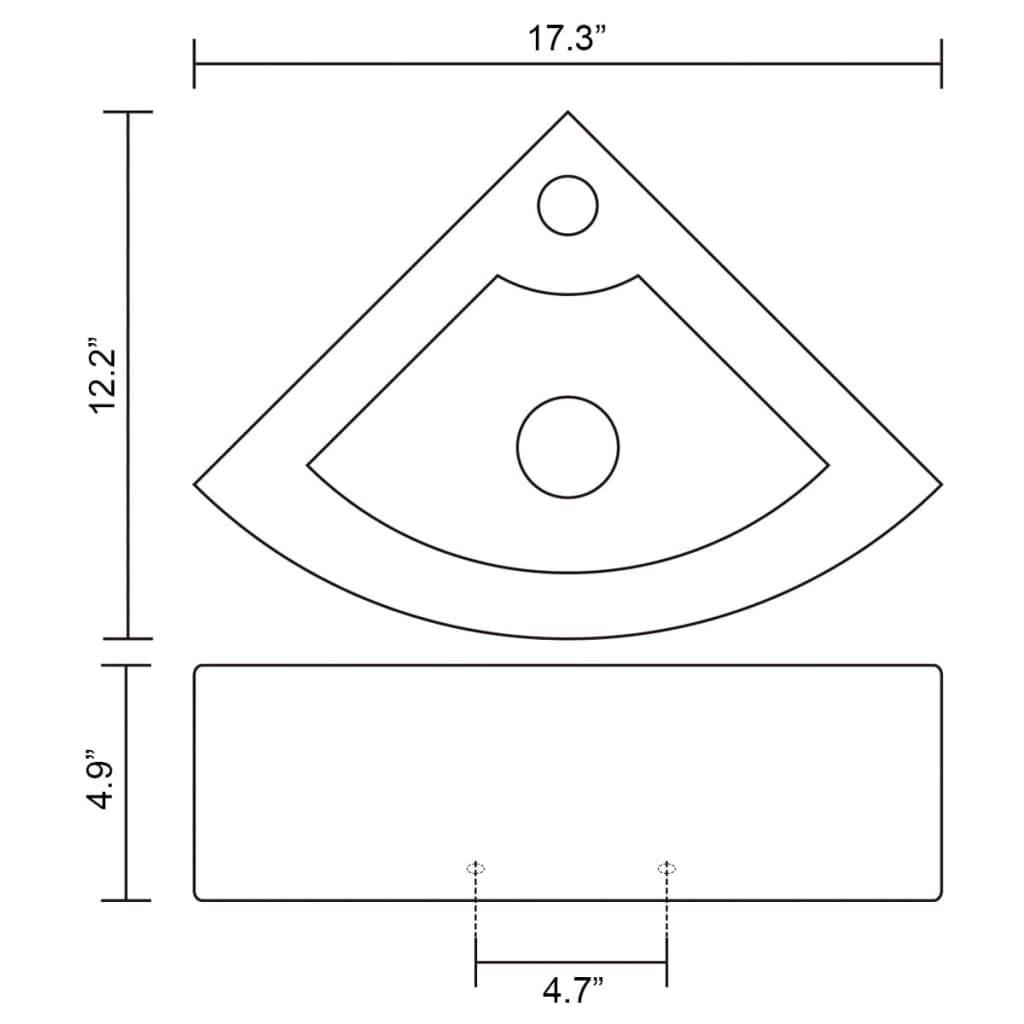 vidaXL Bathroom Basin Ceramic 17.3"x12.2" White