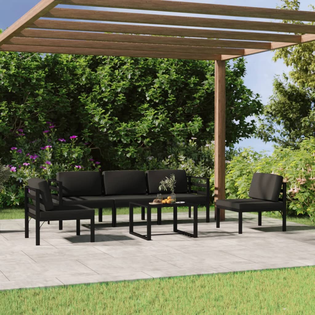 vidaXL 6 Piece Patio Lounge Set with Cushions Aluminum Anthracite