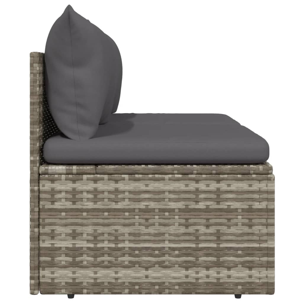 vidaXL 2-Seater Patio Sofa with Cushions Gray Poly Rattan