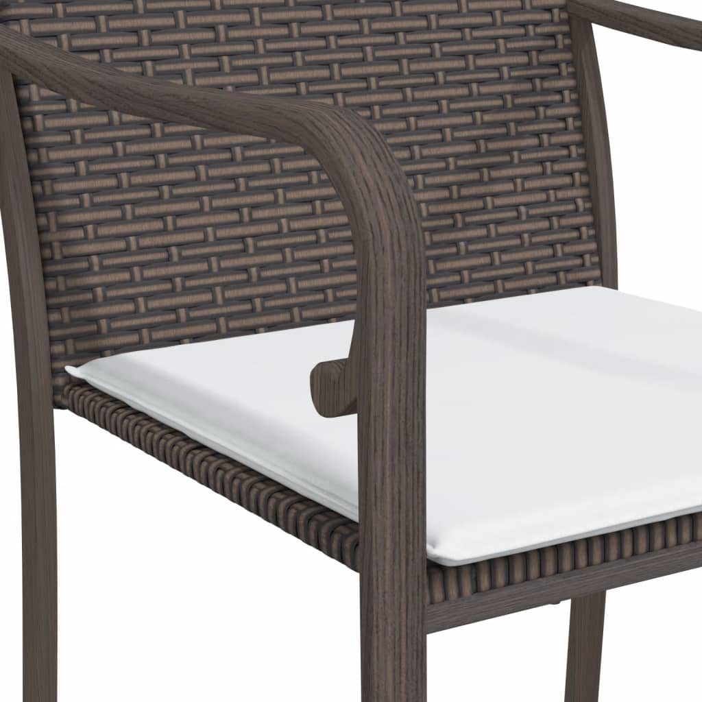 vidaXL 5 Piece Patio Dining Set with Cushions Poly Rattan and Steel