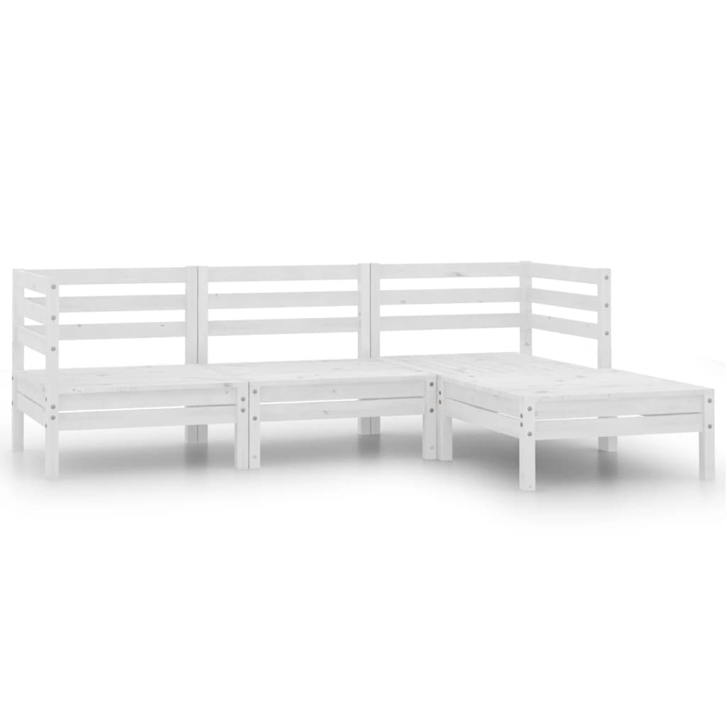 vidaXL 4 Piece Patio Lounge Set Solid Wood Pine White