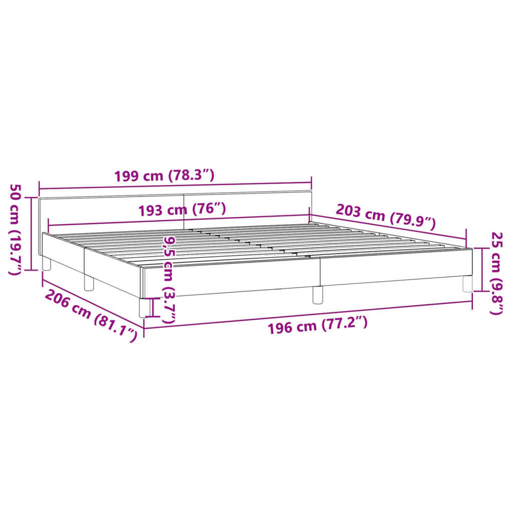 vidaXL Bed Frame with Headboard Light Gray 76"x79.9" King Velvet