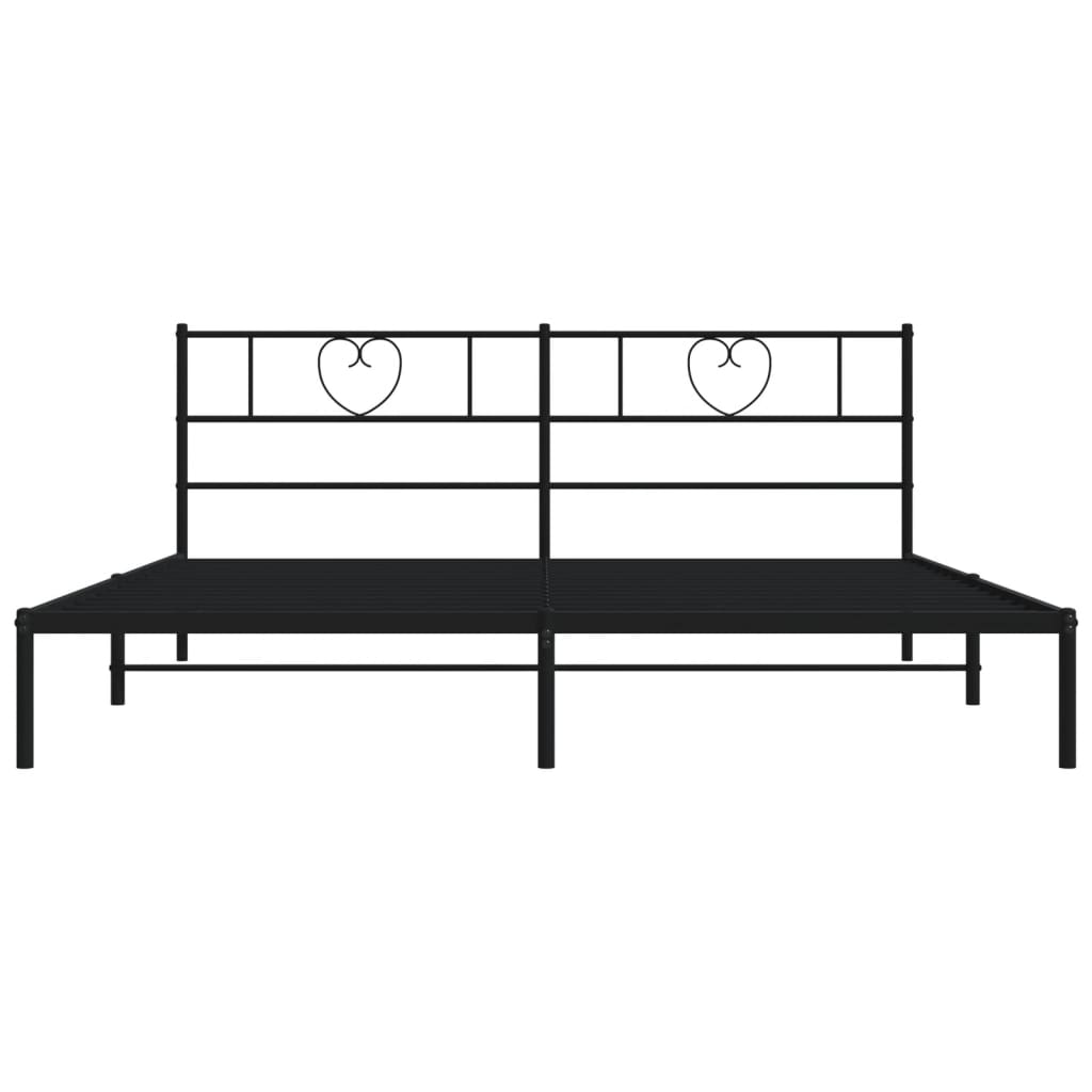 vidaXL Metal Bed Frame without Mattress with Headboard Black 72"x83.9"