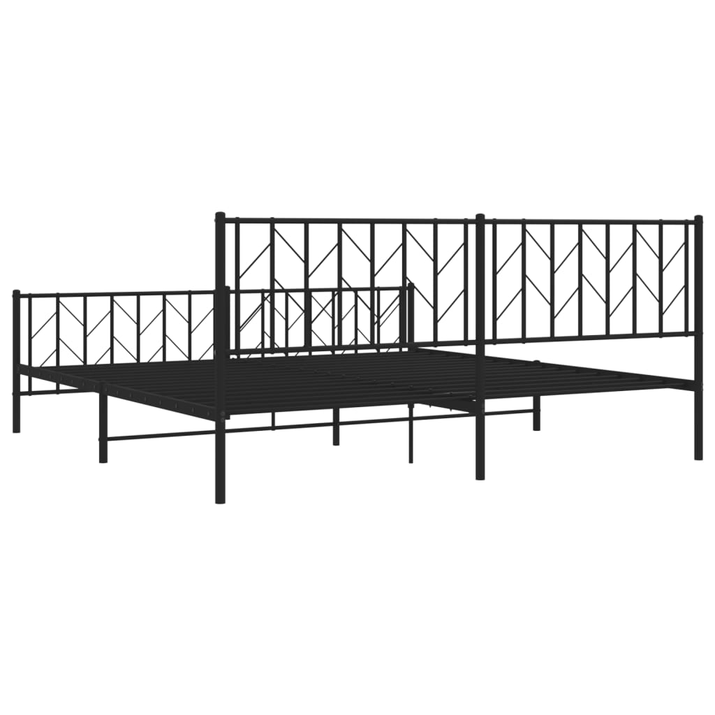 vidaXL Metal Bed Frame without Mattress with Footboard Black 76"x79.9"