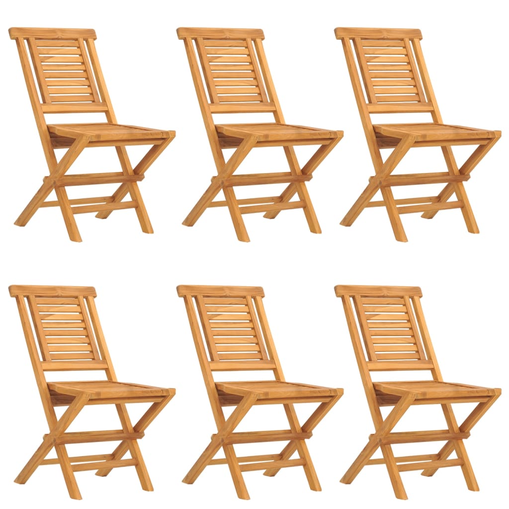 vidaXL Folding Patio Chairs 6 pcs 18.5"x24.8"x35.4" Solid Wood Teak