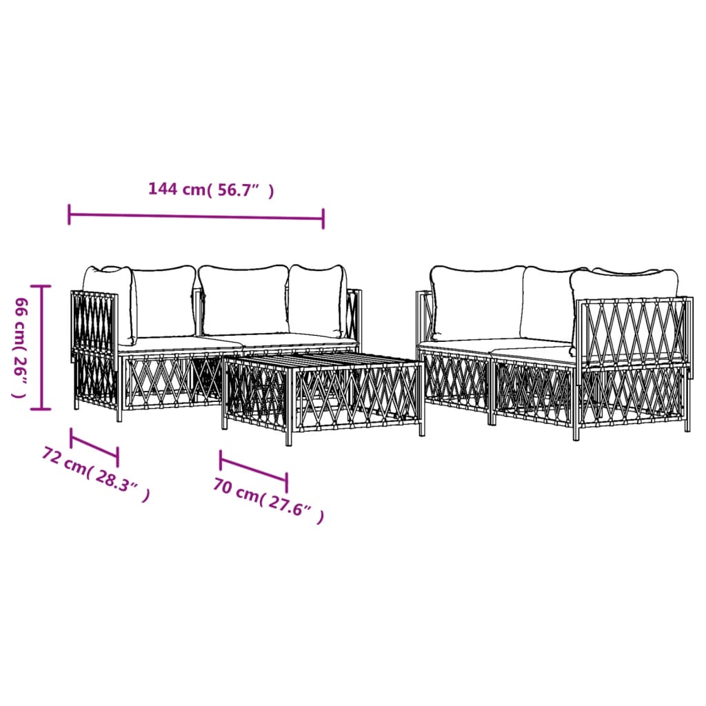 vidaXL 5 Piece Patio Lounge Set with Cushions Anthracite Steel