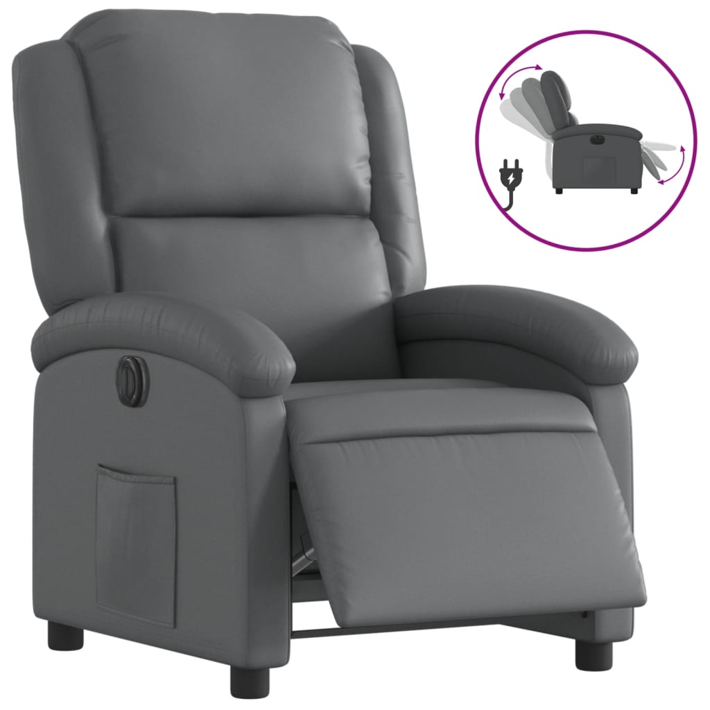 vidaXL Electric Recliner Chair Gray Faux Leather