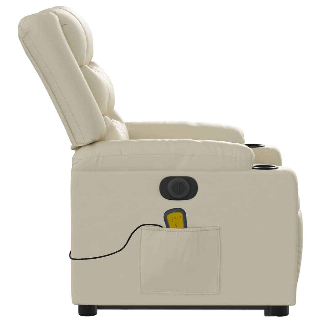 vidaXL Electric Stand up Massage Recliner Chair Cream Faux Leather