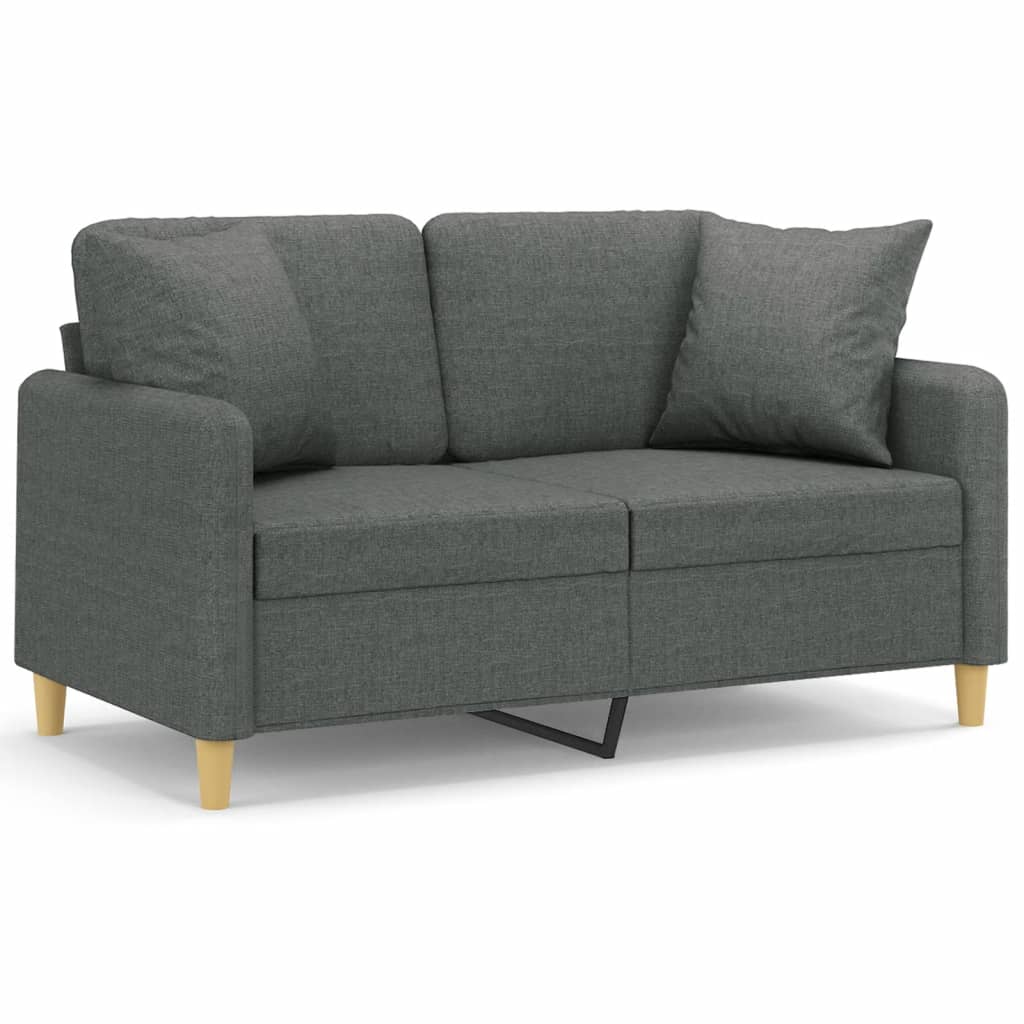 vidaXL 2-Seater Sofa with Throw Pillows Dark Gray 47.2" Fabric