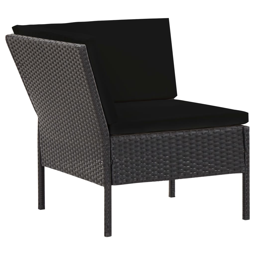 vidaXL 6 Piece Patio Lounge Set with Cushions Poly Rattan Black