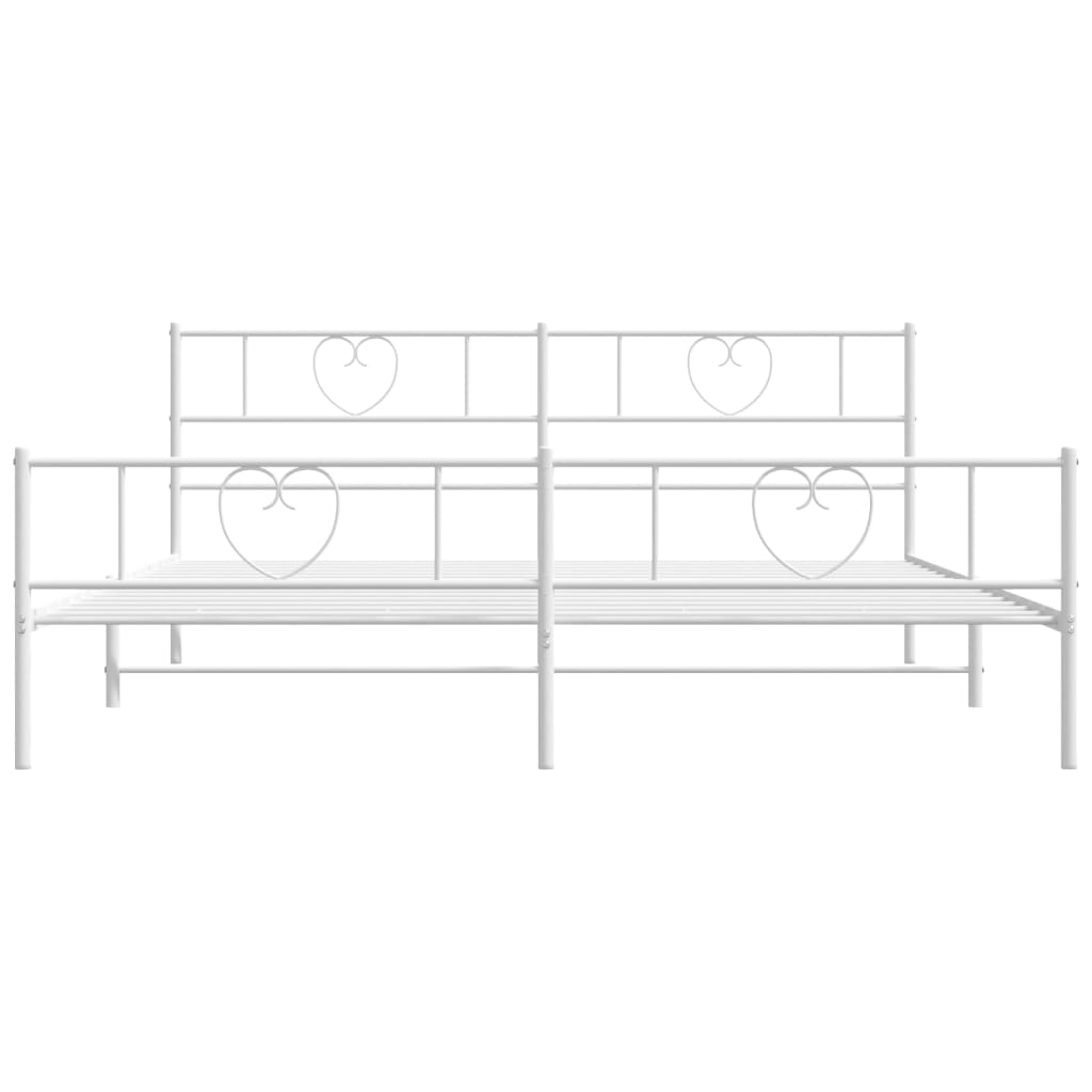 vidaXL Metal Bed Frame without Mattress with Footboard White 76"x79.9"