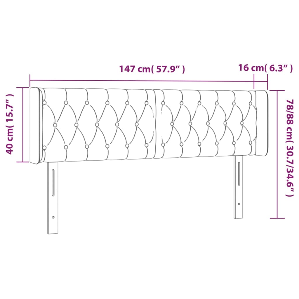 vidaXL LED Headboard Dark Gray 57.9"x6.3"x30.7"/34.6" Fabric