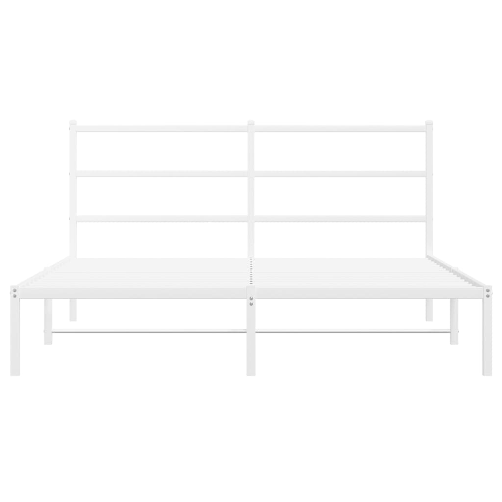 vidaXL Metal Bed Frame with Headboard White 59.1"x78.7"