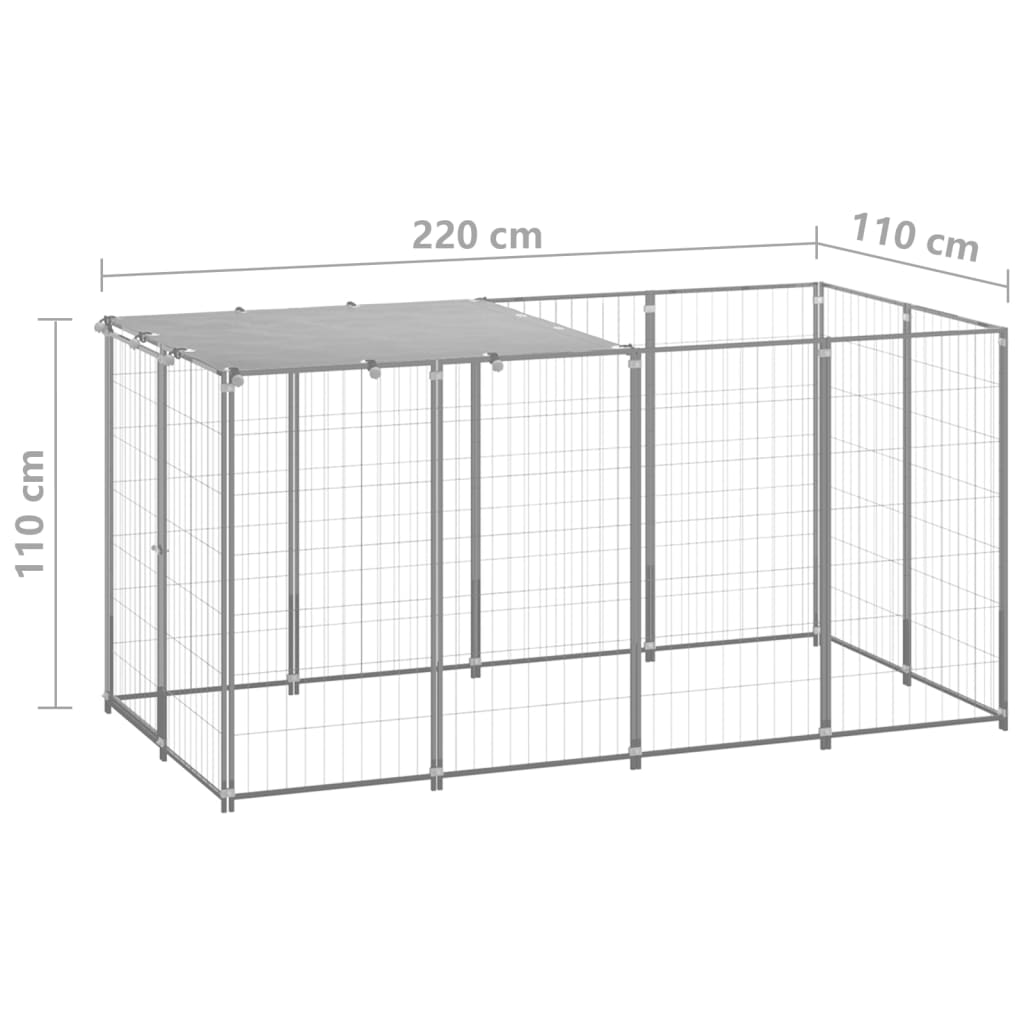 vidaXL Dog Kennel Silver 26 ft² Steel