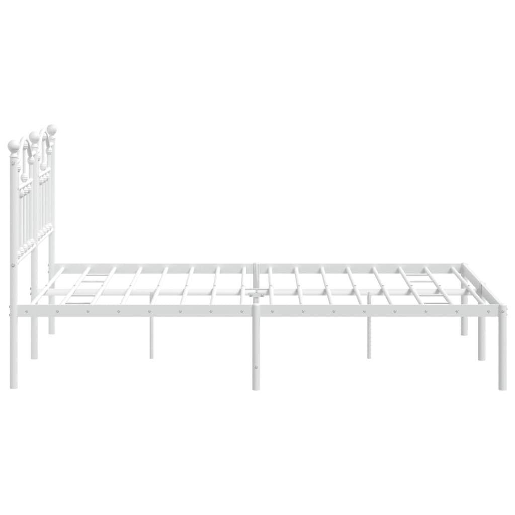 vidaXL Metal Bed Frame without Mattress with Headboard White 59.1"x78.7"