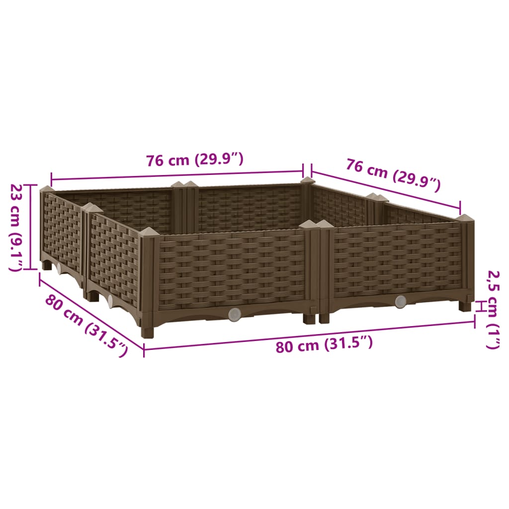 vidaXL Raised Bed 31.5"x31.5"x9.1" Polypropylene