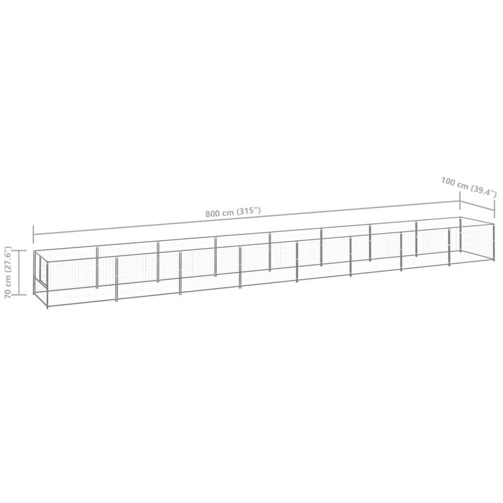 vidaXL Dog Kennel Silver 86.1 ft² Steel