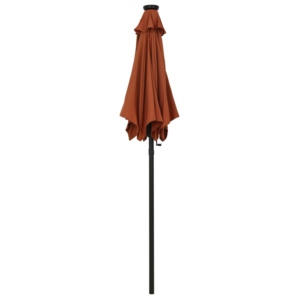 vidaXL Garden Parasol with LED Lights Terracotta 78.7"x83.1" Aluminum