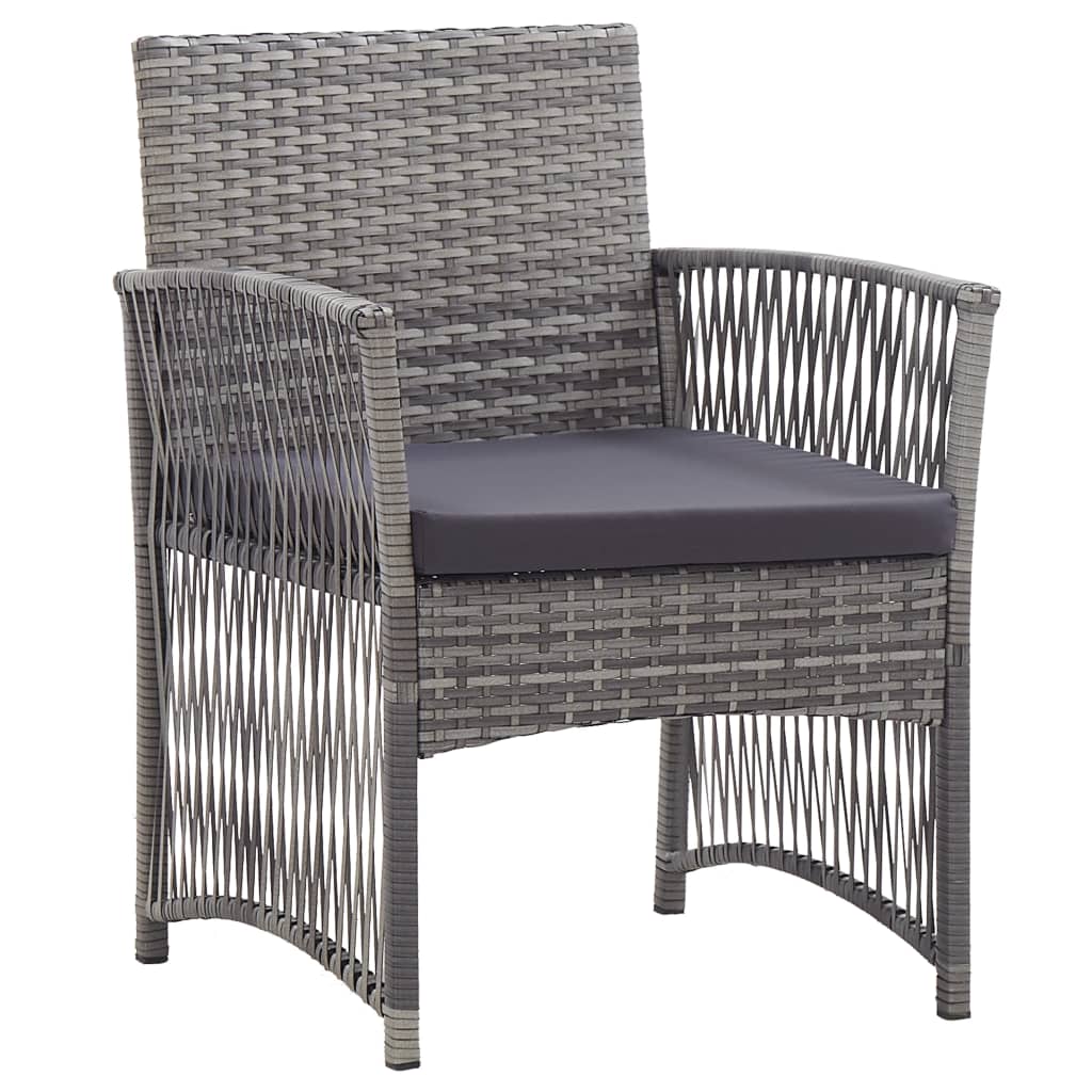 vidaXL Patio Armchairs with Cushions 2 pcs Anthracite Poly Rattan