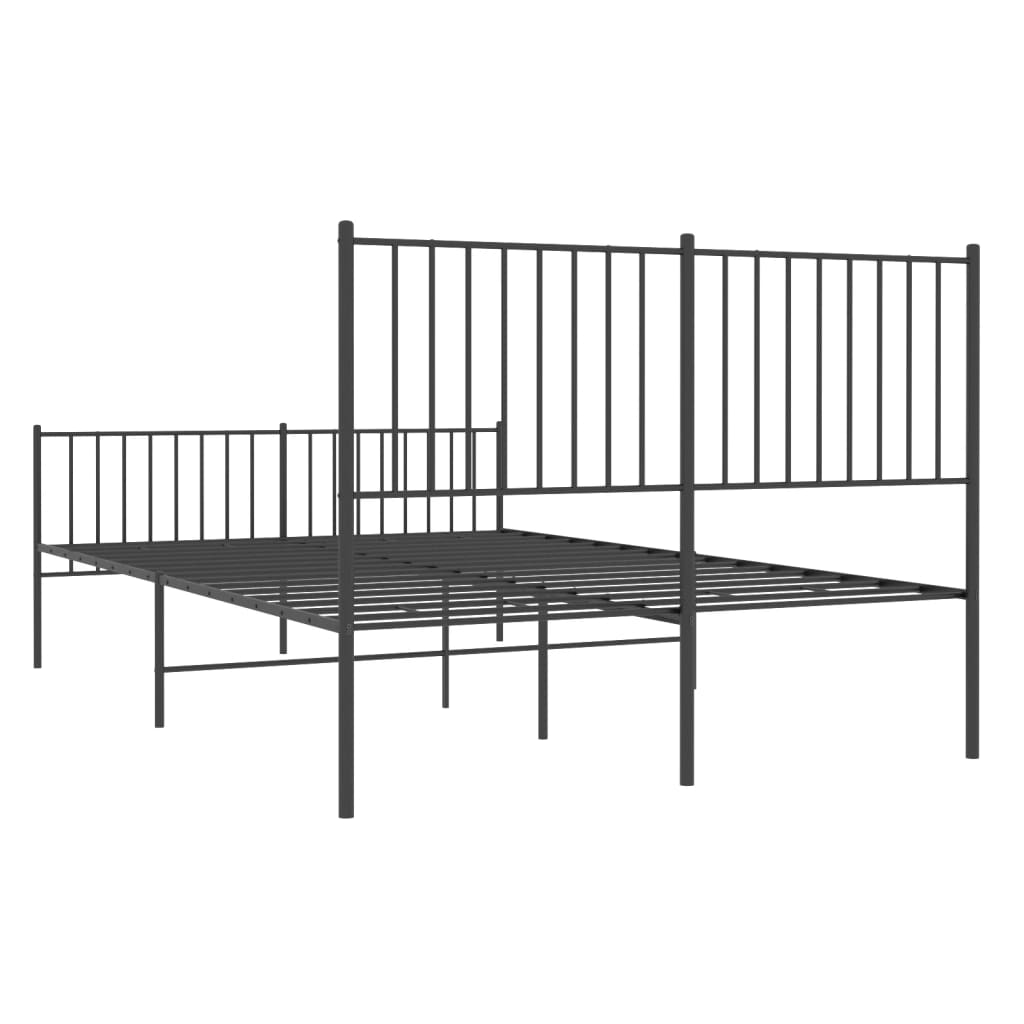 vidaXL Metal Bed Frame without Mattress with Footboard Black 53.1"x74.8"