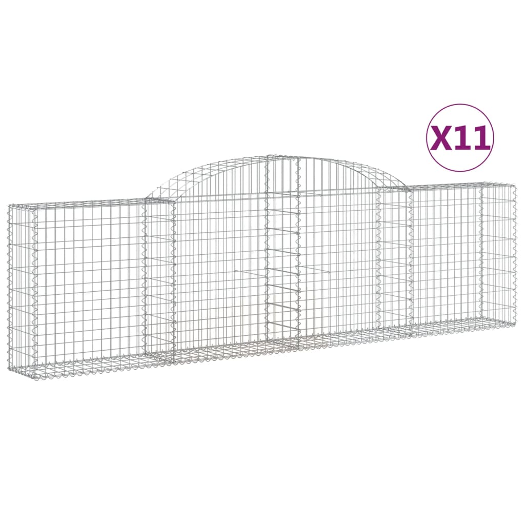 vidaXL Arched Gabion Baskets 11 pcs 118.1"x11.8"x31.5"/39.4" Galvanized Iron