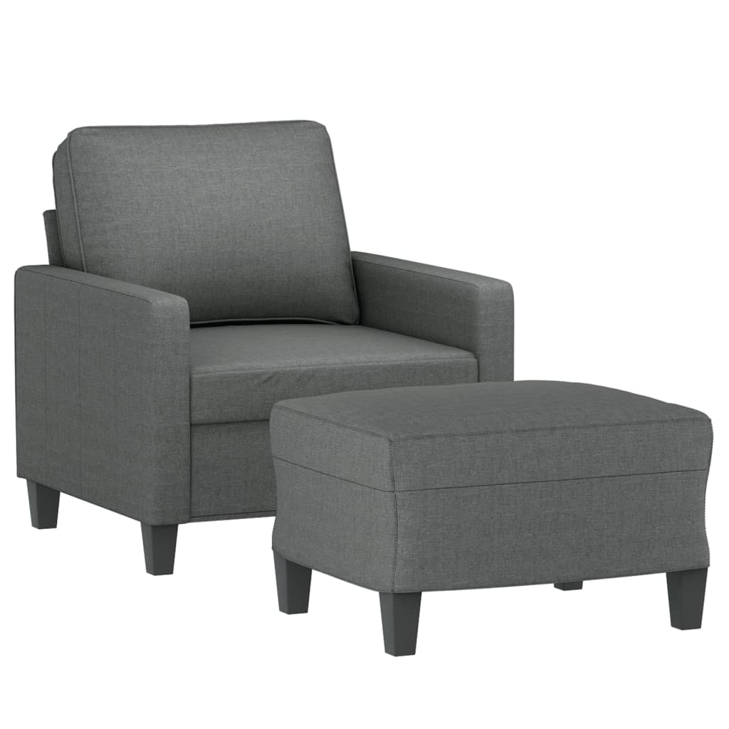 vidaXL Sofa Chair with Footstool Dark Gray 23.6" Fabric