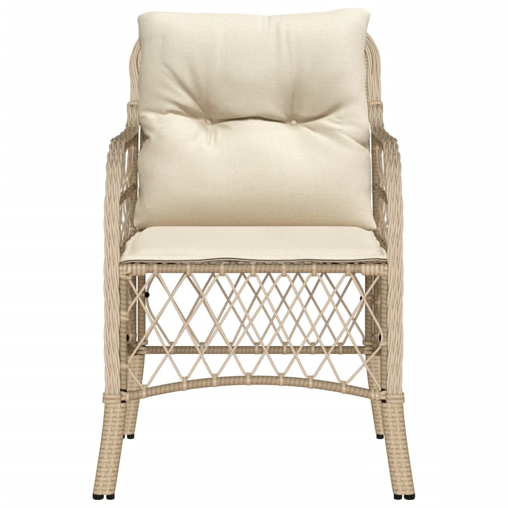 vidaXL Patio Chairs with Cushions 2 pcs Beige Poly Rattan