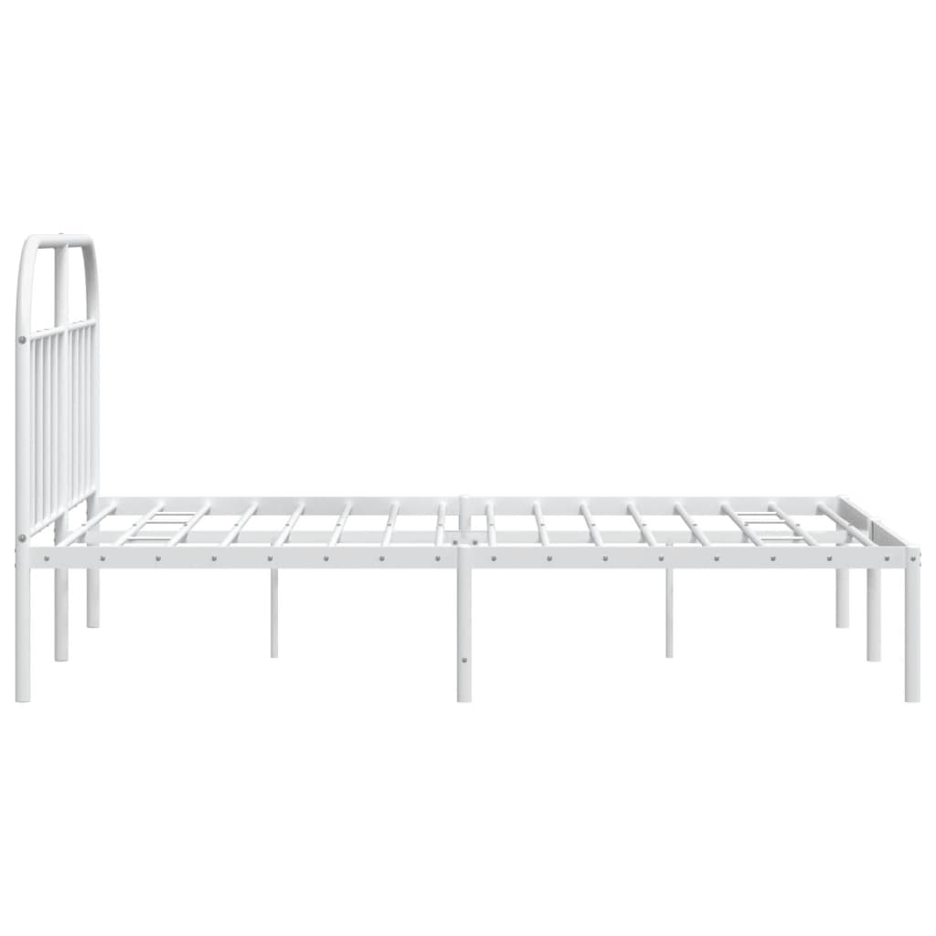 vidaXL Metal Bed Frame with Headboard White 72"x83.9" California King