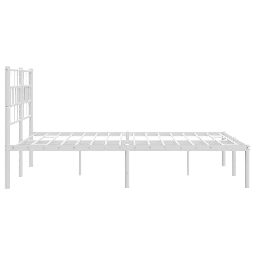 vidaXL Metal Bed Frame without Mattress with Headboard White 53.1"x74.8"