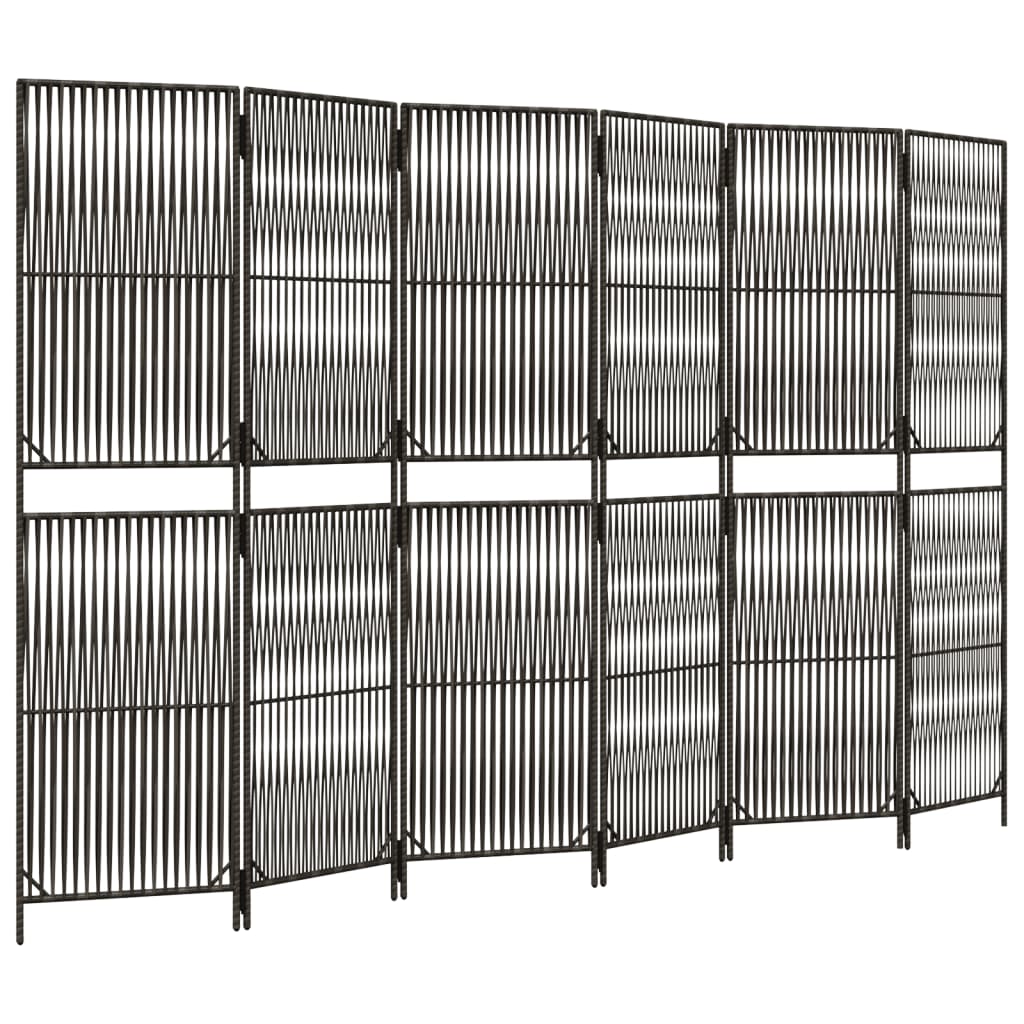 vidaXL Room Divider 6 Panels Gray Poly Rattan