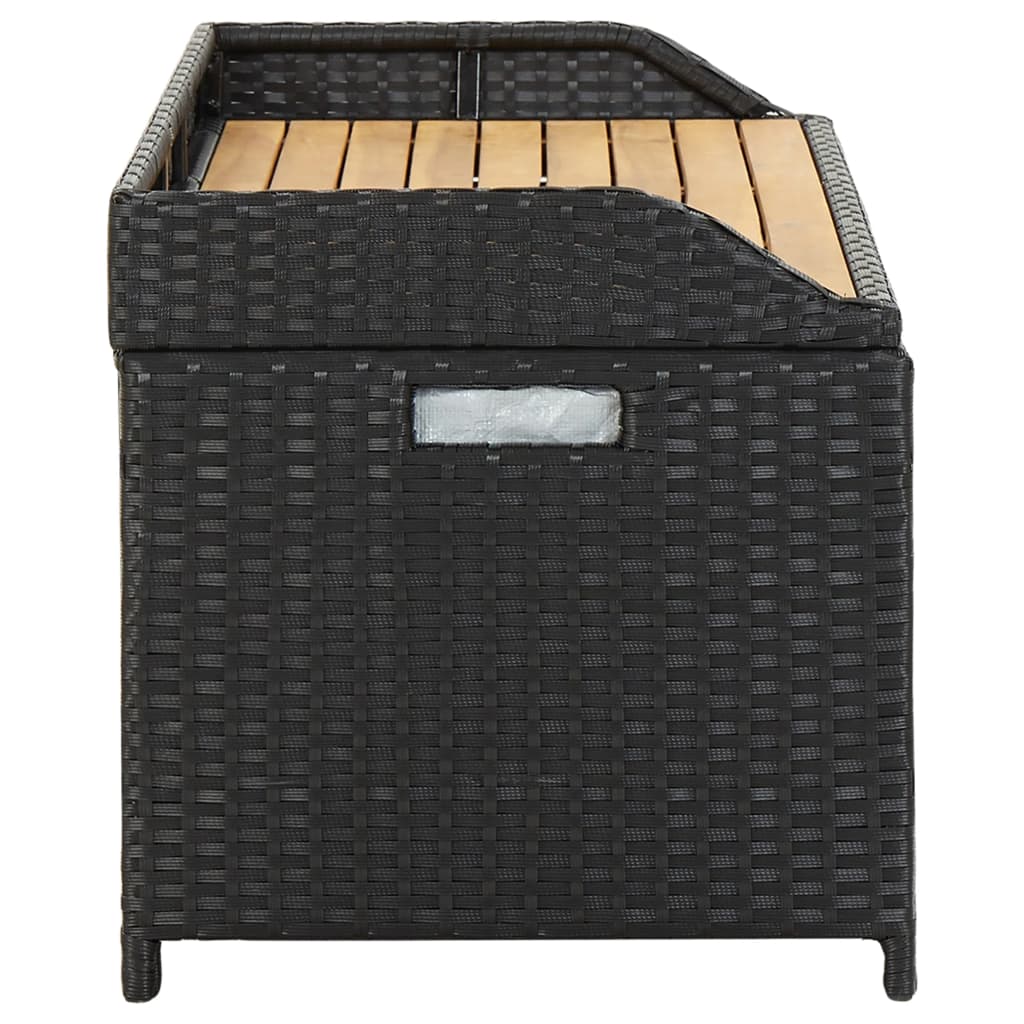 vidaXL Patio Storage Bench 47.2" Poly Rattan Black