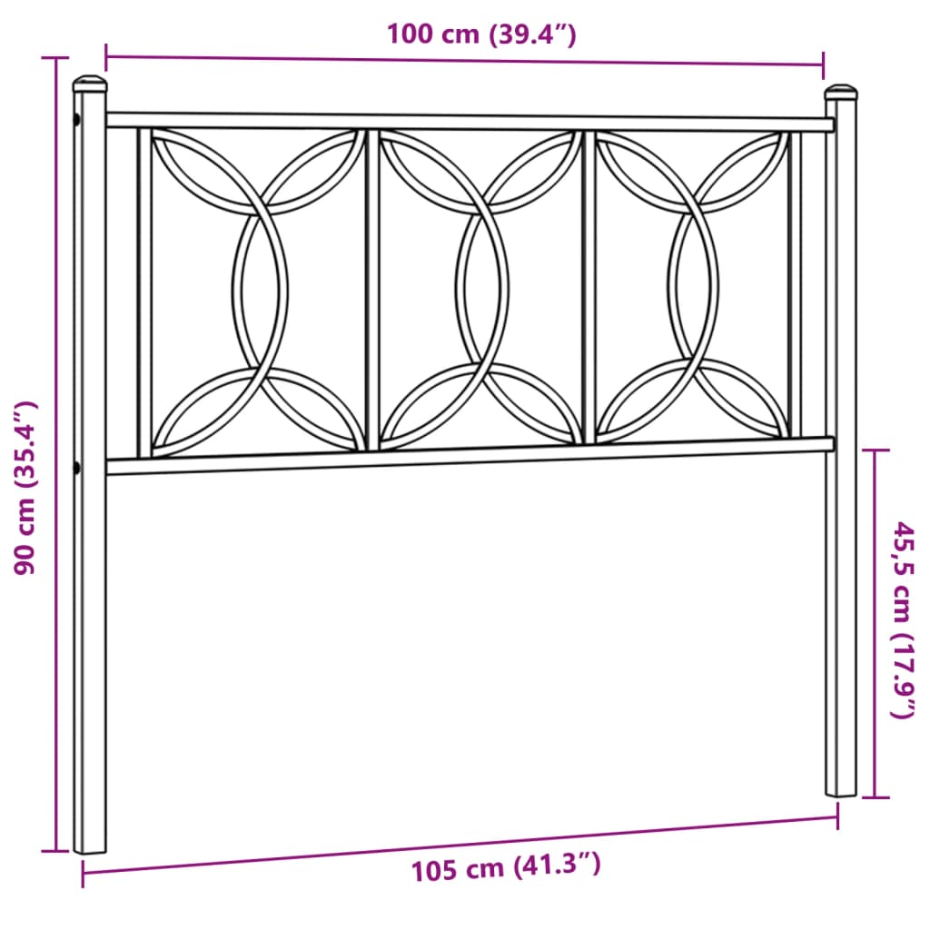 vidaXL Metal Headboard White 39.4"