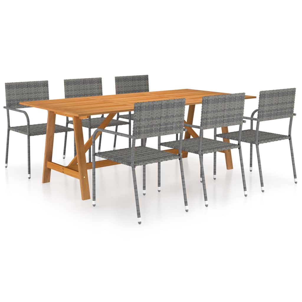 vidaXL 7 Piece Patio Dining Set Gray