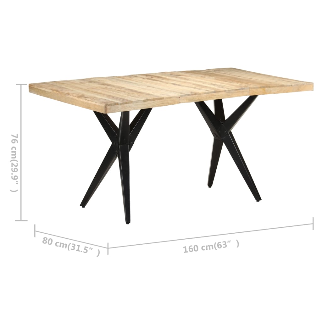 vidaXL Dining Table 63"x31.5"x29.9" Rough Mango Wood