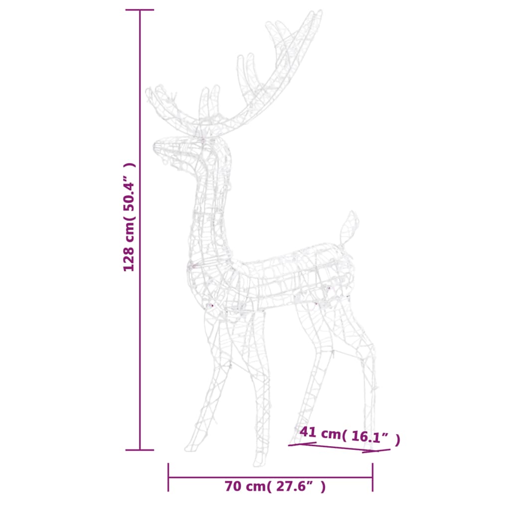 vidaXL Acrylic Reindeer Christmas Decoration 140 LEDs 4 ft Warm White