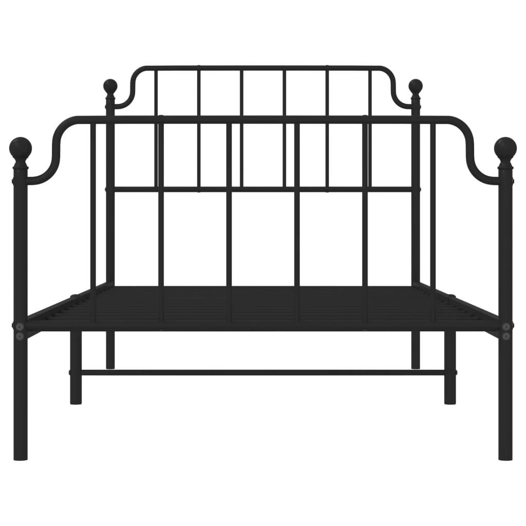 vidaXL Metal Bed Frame without Mattress with Footboard Black 39.4"x74.8"