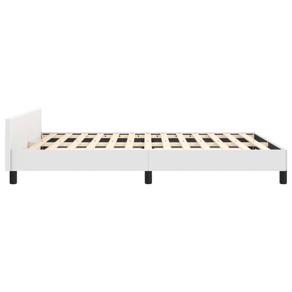 vidaXL Bed Frame with Headboard White 53.9"x74.8" Full Faux Leather