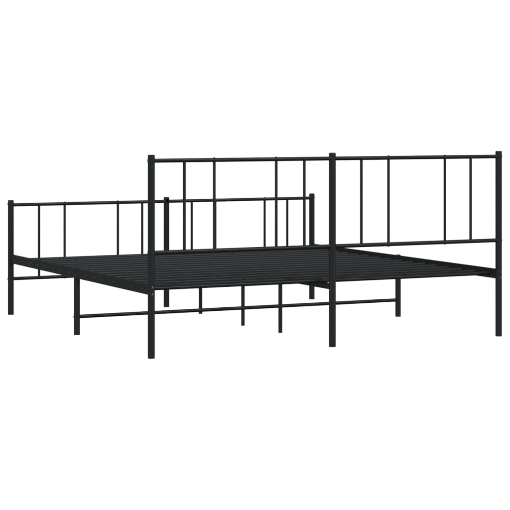 vidaXL Metal Bed Frame without Mattress with Footboard Black 72"x83.9"