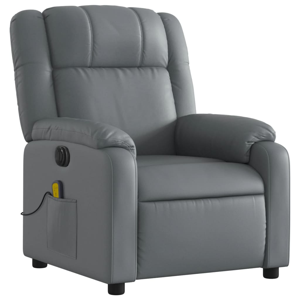 vidaXL Electric Massage Recliner Chair Gray Faux Leather