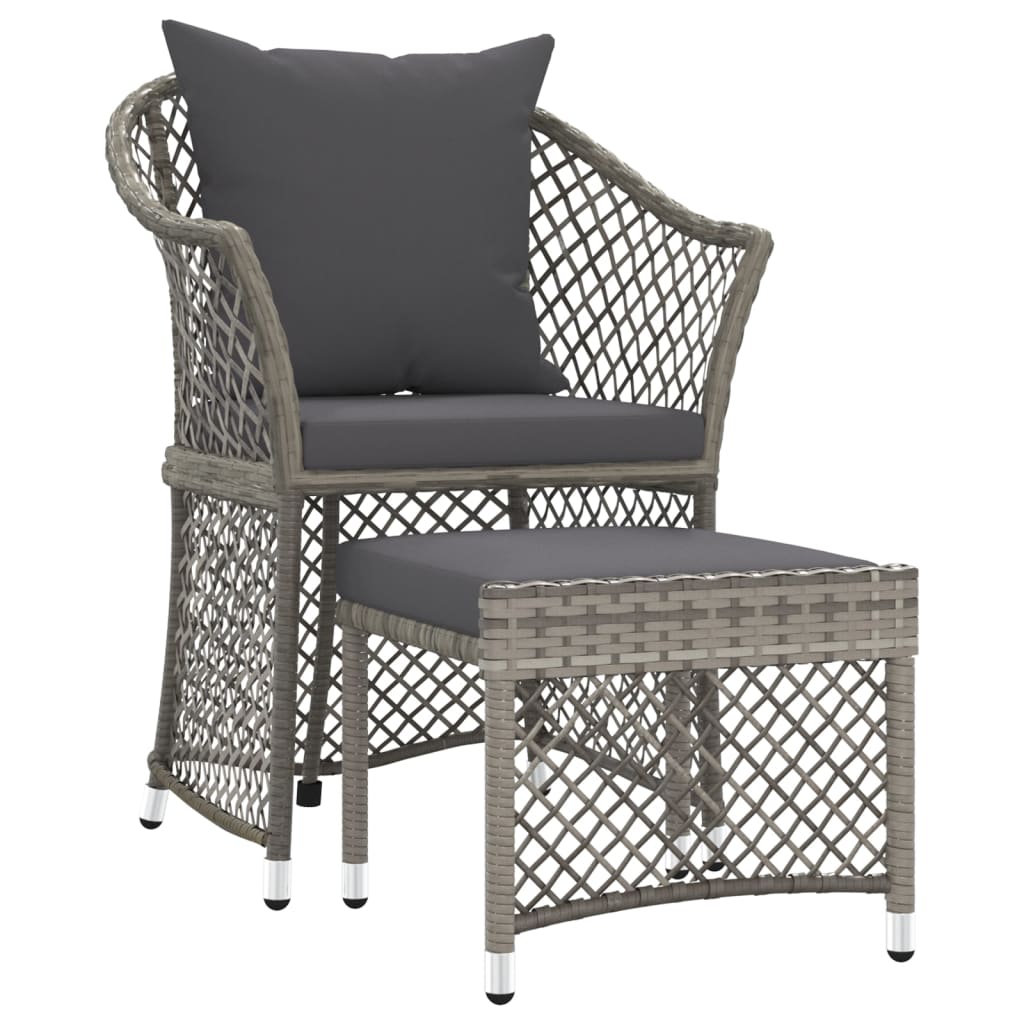 vidaXL 2 Piece Patio Lounge Set with Cushions Gray Poly Rattan