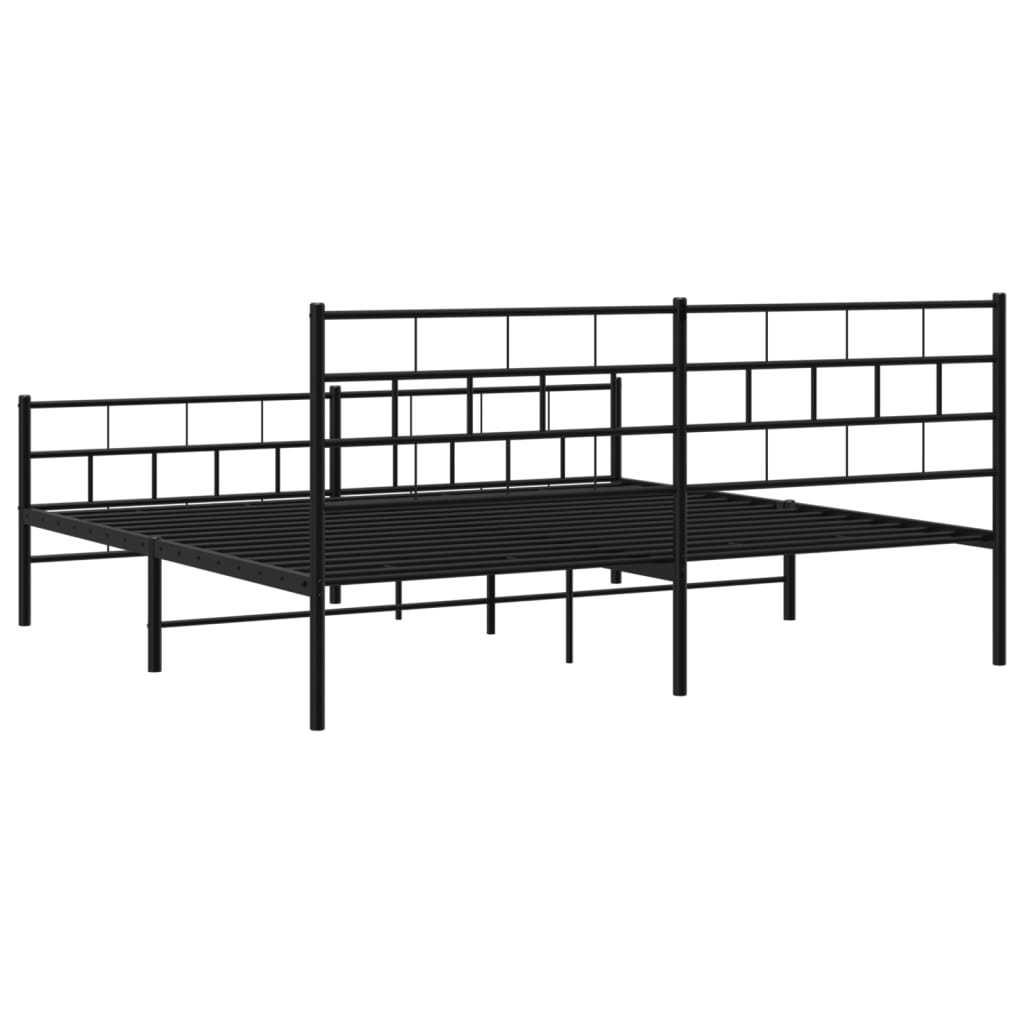 vidaXL Metal Bed Frame without Mattress with Footboard Black 72"x83.9"