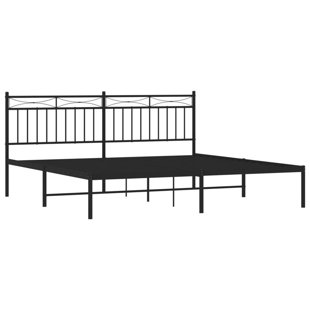 vidaXL Metal Bed Frame without Mattress with Headboard Black 72"x83.9"