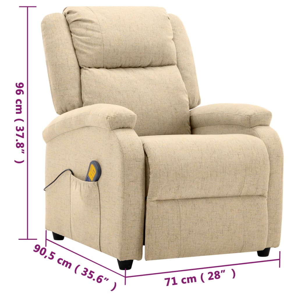 vidaXL Massage Chair Cream Fabric