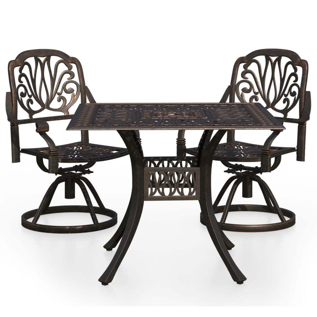 vidaXL 3 Piece Bistro Set Cast Aluminum Bronze