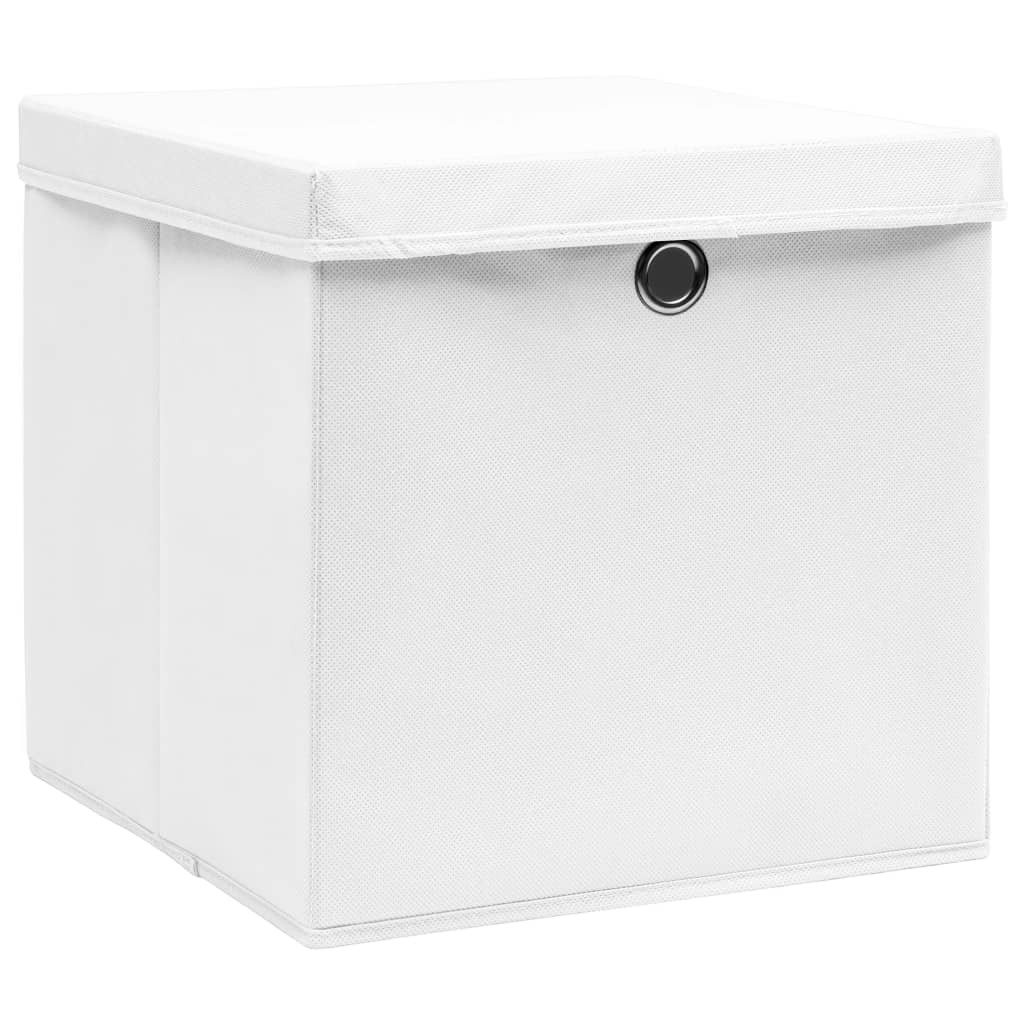 vidaXL Storage Boxes with Covers 4 pcs 11"x11"x11" White